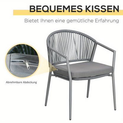 2-Persoons Tuinmeubelset – Loungeset – Balkonset – Terrasmeubilair – Buitenmeubels – Lichtgrijs – Compact Formaat – Weerbestendige Kussens