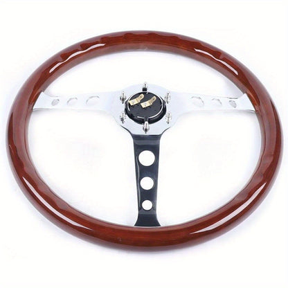 Stuurwiel – Houten Stuur – Universeel Stuurwiel – Klassiek Stuur – Sportstuur – 38,1 cm Diameter – Mahoniehout Met Stalen Ring