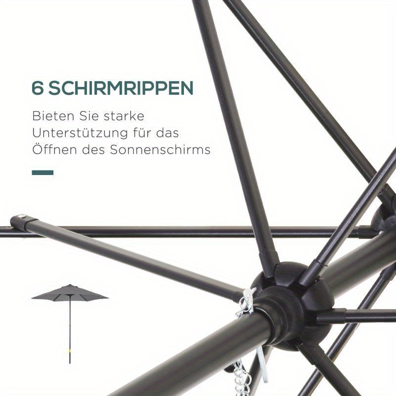 Parasol – Zeshoekige Parasol – Tuinparasol – Balkonparasol – Terrasparasol – Extra Lang 196 cm – 360° Draaibaar met Kantelbare Sluiting