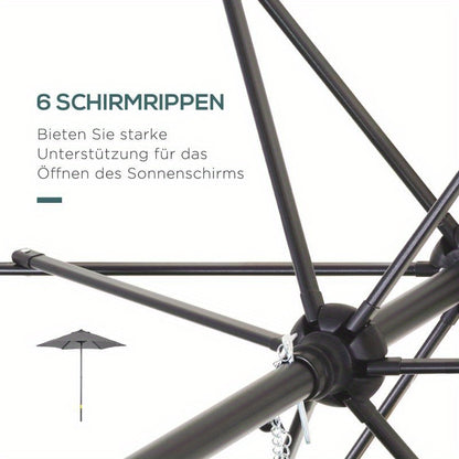 Parasol – Zeshoekige Parasol – Tuinparasol – Balkonparasol – Terrasparasol – Extra Lang 196 cm – 360° Draaibaar met Kantelbare Sluiting