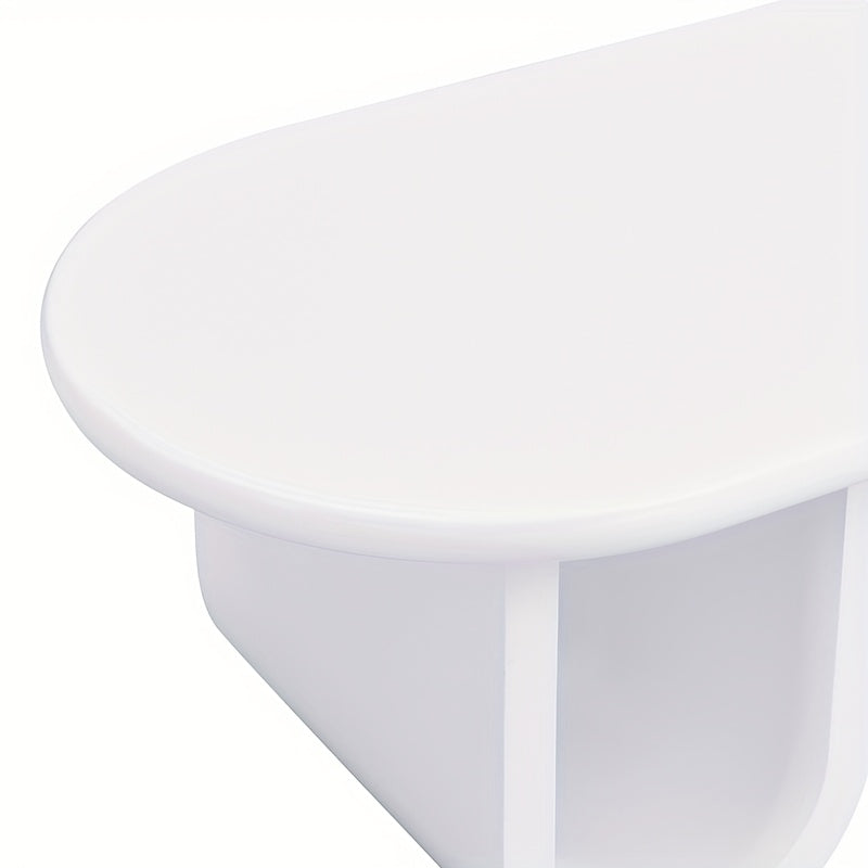 Contemporary White Oval Coffee Table Featuring a Minimalist Design, Sturdy U-Shaped Legs, Low-Maintenance Surface, Perfect for The Living Room, Ample Storage Capacity, Measurements: 98.5 X 53.5 X 42 Cm.
