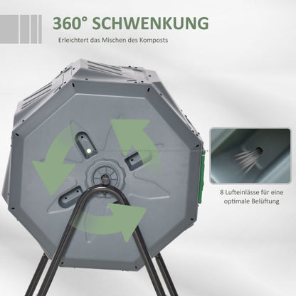 Compostbak – Compostton – Compostvat – Compostcontainer – Composteerder – 160L Dubbelvak Design – Stevige Metaalconstructie Met Ventilatie