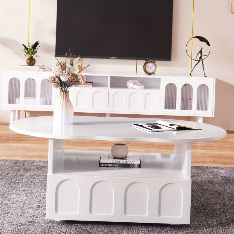 Salontafel – Tafel – Vintage Tafel – Woonkamertafel – Koffietafel – Wit Vintage Design – Stevige Metalen Constructie