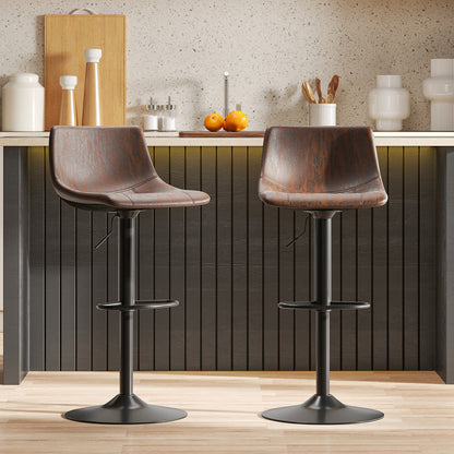 Barstoel – Barkruk – Barstoel Kruk – Barkrukken – Keukenstoel – Set van 2 – In hoogte verstelbaar – 360° draaibaar – Ergonomische rugleuning – Robuust metalen frame – Fluwelen bekleding – Voetsteun verstelbaar