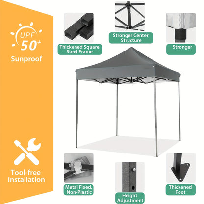 Pop-up Tent – Vouwtent – Partytent – Kampeertent – Luifel – 2×2 Meter – Verstelbare Hoogte – Lichtgewicht Stevig Frame