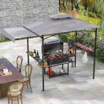 BBQ Overkapping – Barbecue Paviljoen – Tuinpaviljoen – BBQ Tent – Grill Schuilhut – Ruim Ontwerp – Vlamvertragende Polyester – Stevig Metalen Frame - Grijs