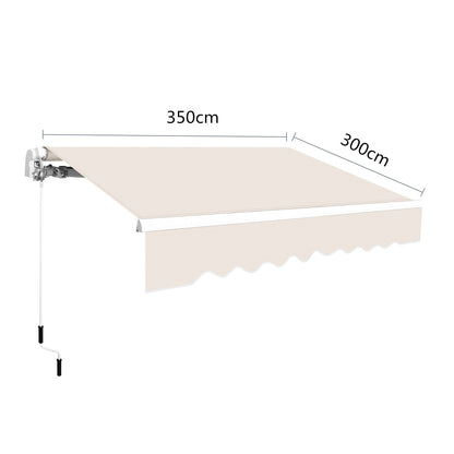 Uitvalscherm Balkonzonwering – Zonnescherm Terrasdoek – Slingerzonnescherm – Uitvalscherm Veranda – Beige Kleur – Aluminium Frame – 300x250 cm – UV-Bescherming