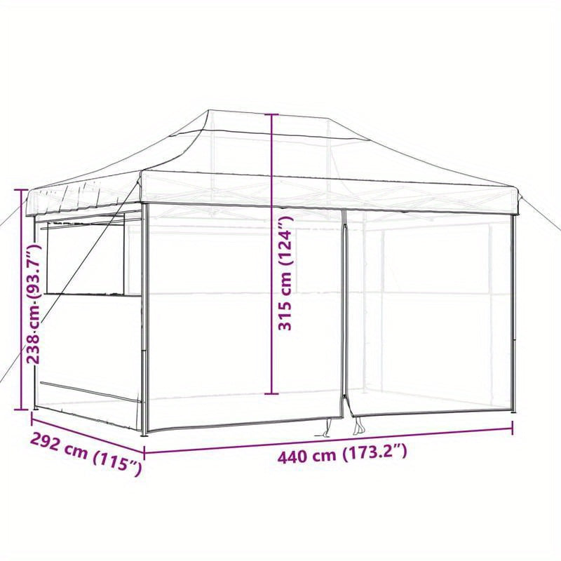 Partytent – Opvouwbare Tent – Vouwtent – Feesttent – Pop-up Tent – Taupe – 4 Zijwanden – Snel Op te Zetten