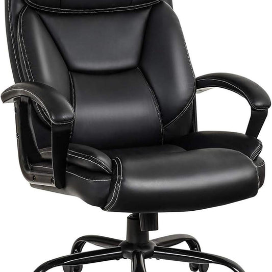 Bureaustoel – Office Chair – Werkstoel – Computerstoel – Bureaustoel Ergonomisch – Verstelbare Zithoogte 50-60 cm – Draagvermogen 220 kg – 360° Draaibaar – Kunstleer Zwart