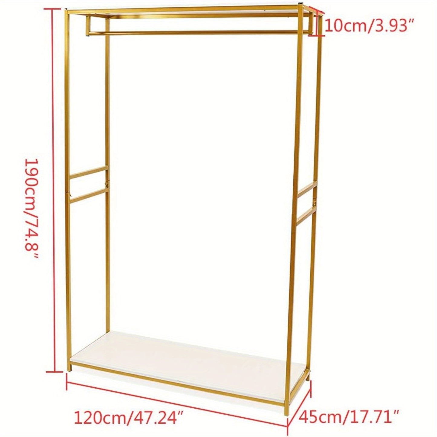 Kapstok – Kledingrek – Jassenrek – Garderoberek – Bruidsjurk Standaard – Zwaar Metalen Standaard – Goudkleurig & Duurzaam – 120x45x190 cm