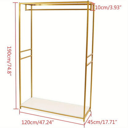 Kapstok – Kledingrek – Jassenrek – Garderoberek – Bruidsjurk Standaard – Zwaar Metalen Standaard – Goudkleurig & Duurzaam – 120x45x190 cm