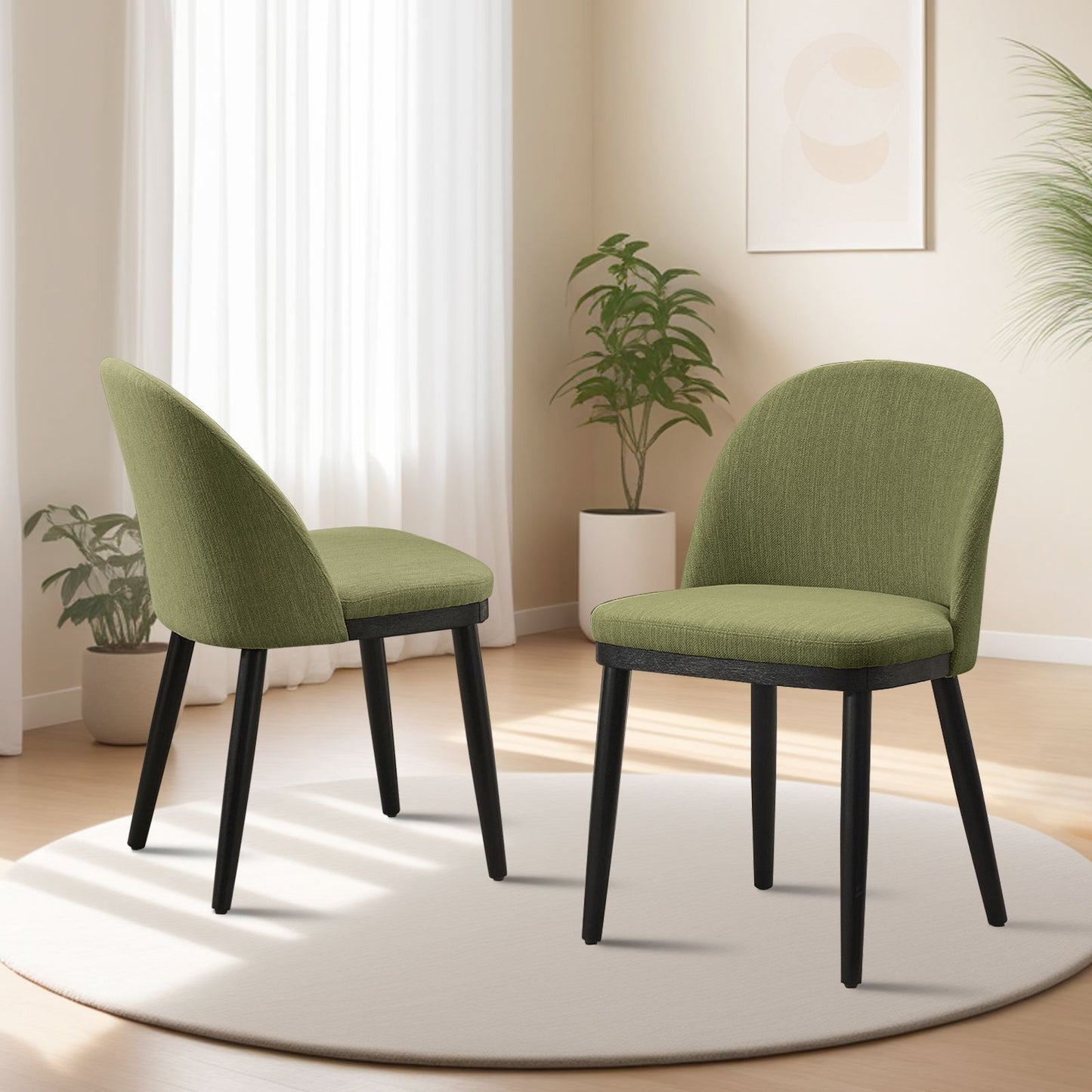 Eetkamerstoelen – Stoelen – Design Stoelen – Dining Chairs – Beklede Stoelen – Set Van 2 Groen – Ergonomische Rugleuning – Massief Beukenhout Frame