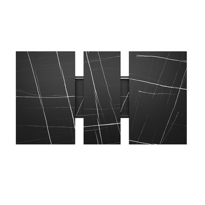 Uitklaptafel – Klaptafel – Vouwtafel – Eettafel – Campingtafel – Verlengbaar 120-160 cm – Marmerlook MDF Tafelblad – Stabiel Zwart X-Frame