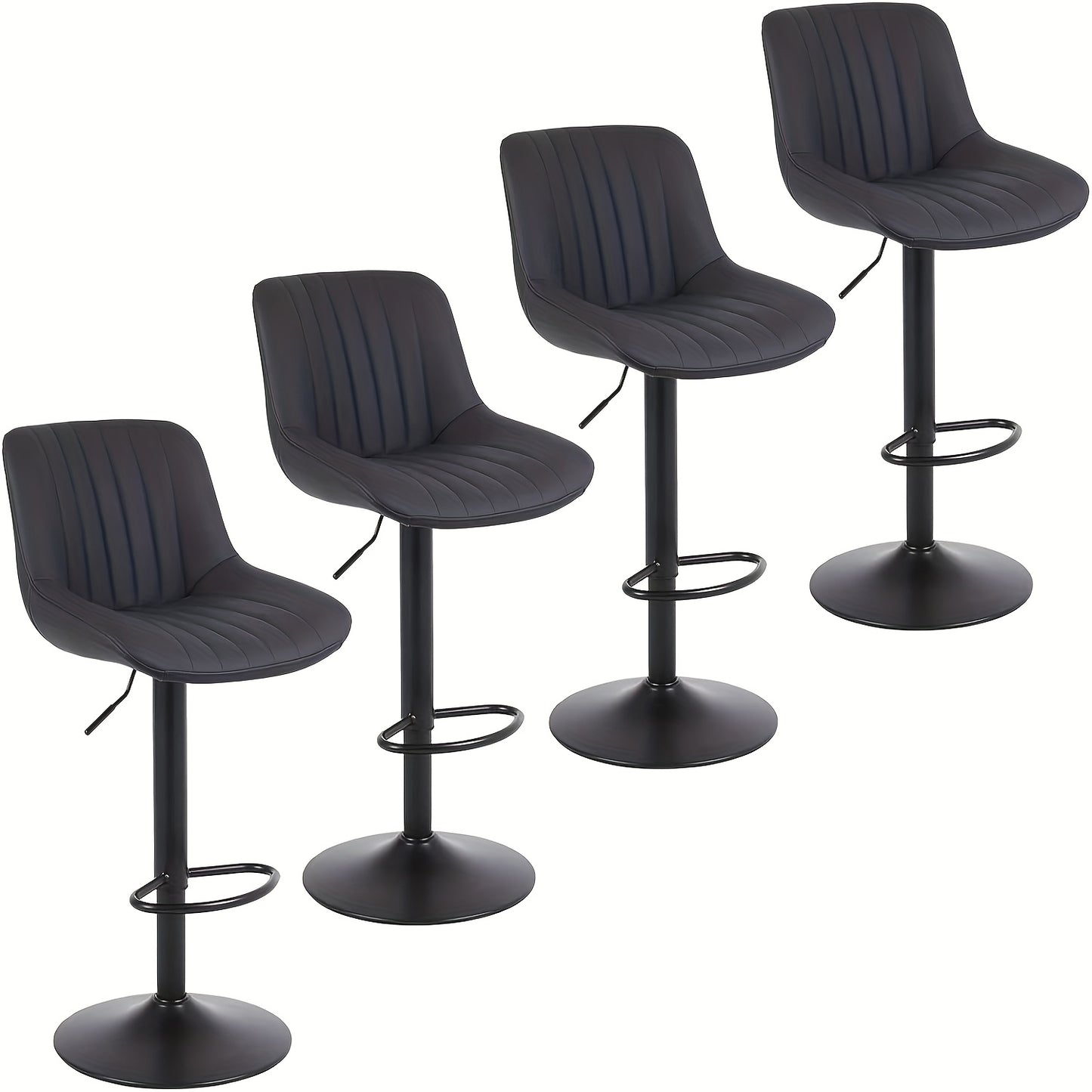 Barkruk – Barstoel – Barkrukken – Barstoelen – Kruk – Verstelbare Zithoogte – Zwart Fluwelen Bekleding