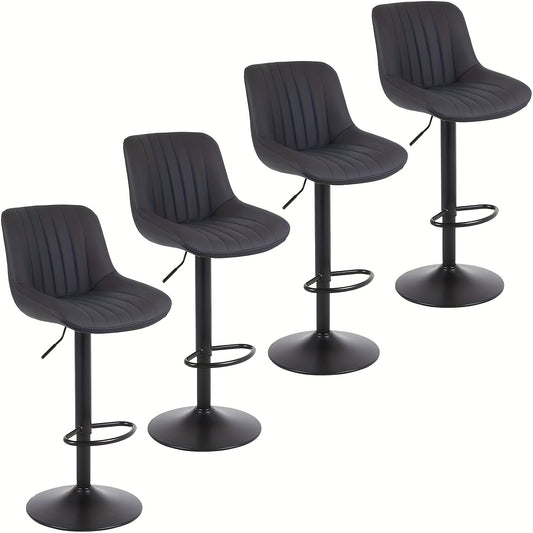 Barkruk – Barstoel – Barkrukken – Barstoelen – Kruk – Verstelbare Zithoogte – Zwart Fluwelen Bekleding