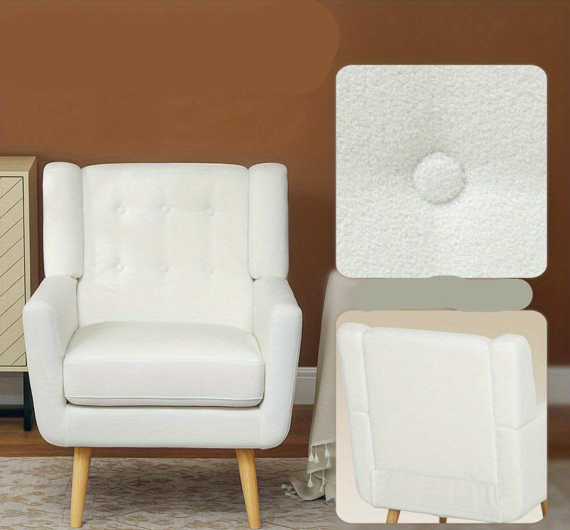 Fauteuil – Loungestoel – Armstoel – Relaxstoel – Zetel – Wingback Design – Zachte Teddy Fleece – Massief Houten Poten