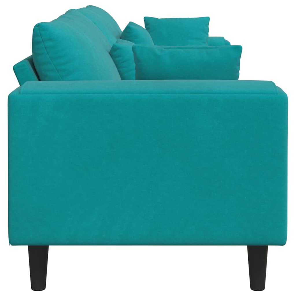 Bankstel – Hoekbank – Slaapbank – 3-zitsbank – Zetel – Donkergroen Velvet – Met Ottomane – Stevig Houten Frame – Comfortabele Foam Vulling
