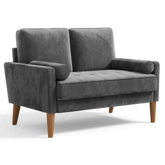 Velvet Loveseat – 2-Zits Bank – Zitzetel – Loveseat Sofa – Tweezits Sofa – Hoogwaardig Fluweel – Memory Foam Kussens – Grijs