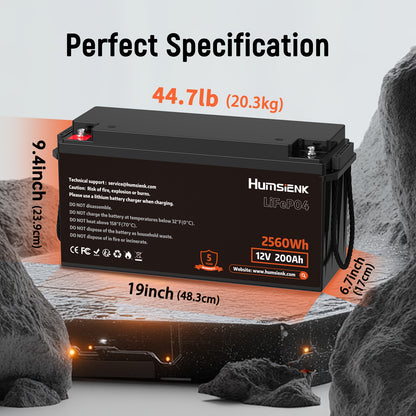 12V 200Ah LiFePO4 Accu – Lithium Batterij – Camper Accu – Caravan Accu – Zonne Accu – Hoge Capaciteit 2560Wh – 200A BMS Beveiliging