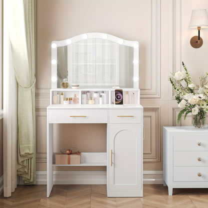 Make-up Tafel – Kaptafel – Schminktafel – Dressing Table – Toilette Tafel – Groot HD Spiegel – 3-Kleurige Instelbare LED-Verlichting