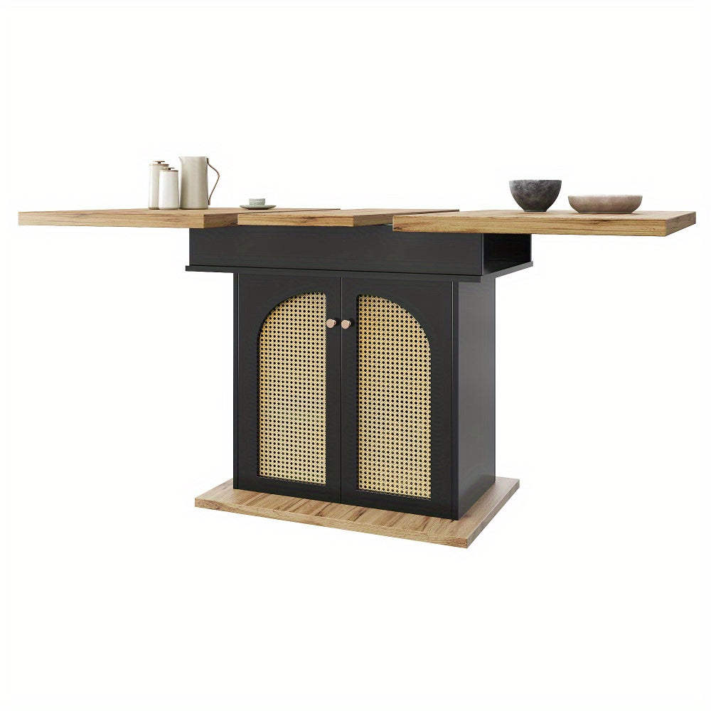 Uitklaptafel – Klaptafel – Vouwtafel – Eettafel – Uitschuiftafel – Ruimtebesparend – Inklapbaar – 110-140x80 cm – Geschikt voor 4-6 Personen – Modern Zwart