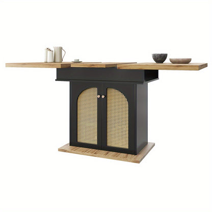 Uitklaptafel – Klaptafel – Vouwtafel – Eettafel – Uitschuiftafel – Ruimtebesparend – Inklapbaar – 110-140x80 cm – Geschikt voor 4-6 Personen – Modern Zwart