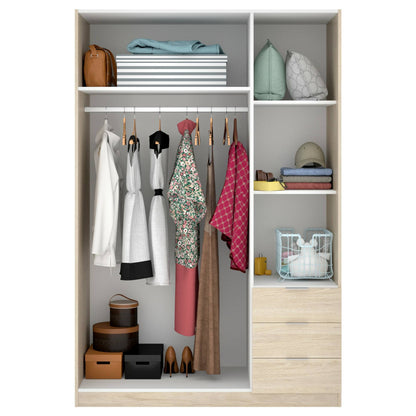 Wardrobe 3 Doors in Front of Astru, Mobile Hangers for Bedroom, 3-Drawer Wardrobe, 121X52H184 Cm, Available in 3 Colors