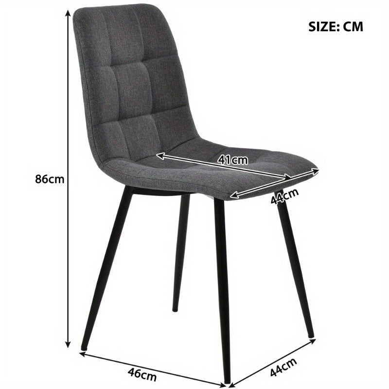 Eetkamerset – Eettafel Set – Keukentafel Met Stoelen – Diningset – Tafel Met Stoelen – 120x70 cm Matzwart Metaal – Donkergrijze Linnen Bekleding