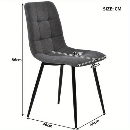 Eetkamerset – Eettafel Set – Keukentafel Met Stoelen – Diningset – Tafel Met Stoelen – 120x70 cm Matzwart Metaal – Donkergrijze Linnen Bekleding