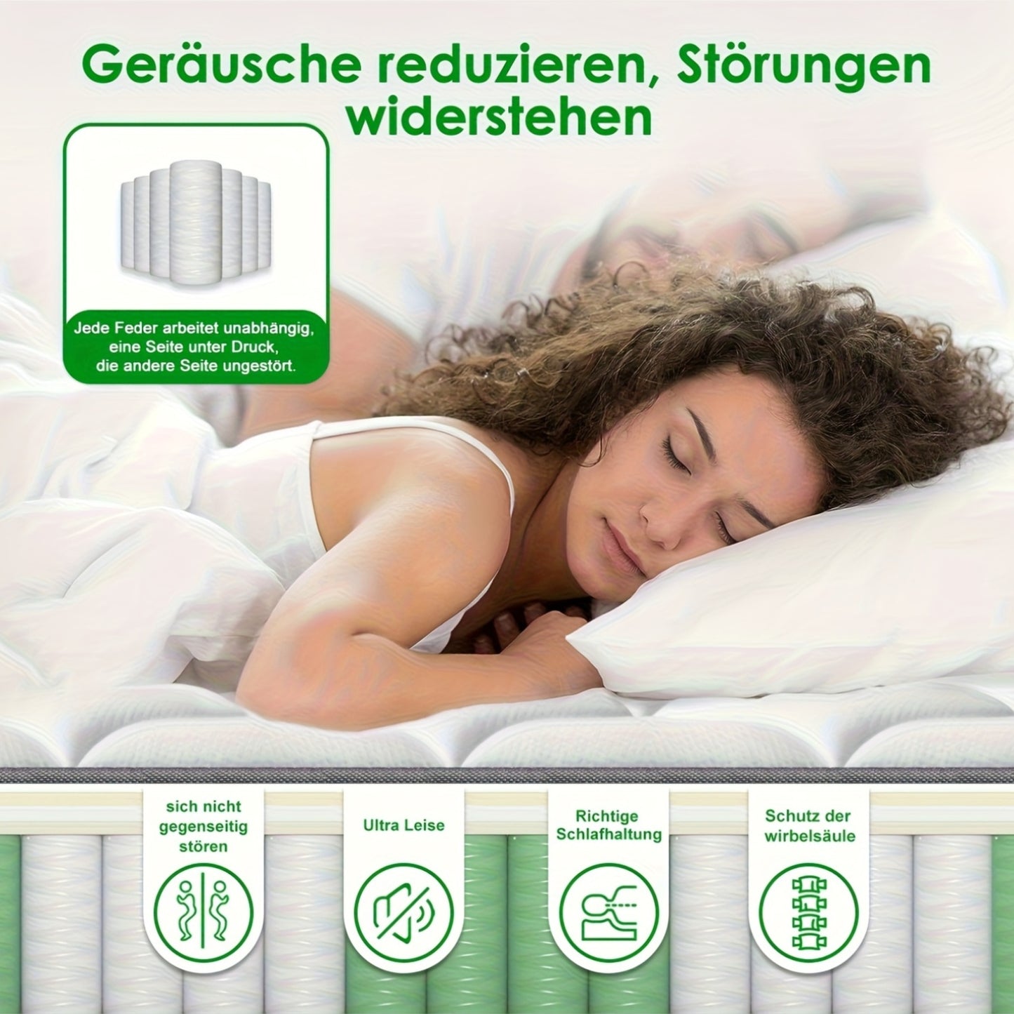Kaluote 25cm Height Pocket Spring Mattress - 140x190cm Medium Firmness Breathable Ergonomic Design, Hypoallergenic & Pressure-Relieving, No Power Needed, Durable Fabric & Metal Frame for Spinal Support & Restful Sleep, Comfor