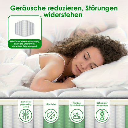 Kaluote 25cm Height Pocket Spring Mattress - 140x190cm Medium Firmness Breathable Ergonomic Design, Hypoallergenic & Pressure-Relieving, No Power Needed, Durable Fabric & Metal Frame for Spinal Support & Restful Sleep, Comfor
