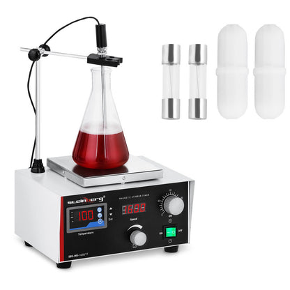Roerplaat – Magnetische Roerder – Laboratorium Mixer – Magnetisch Mengpaneel – Roermixer – Digitale Temperatuurregeling 5-100°C – Instelbare Timer 0-120 Minuten