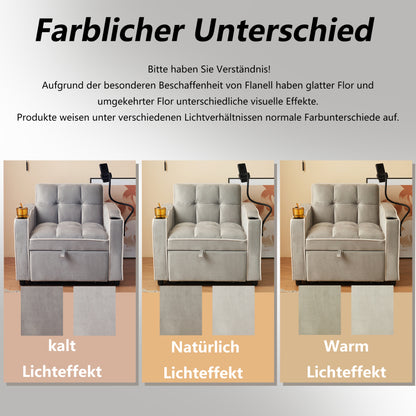 3-in-1 Uitschuifbare Sofa Bed – Slaapstoel – Fauteuil – Uitklapbed – 1-Persoonsbed – Ingebouwde Bekerhouders – Telefoonhouder – Compact 83x167x76 cm