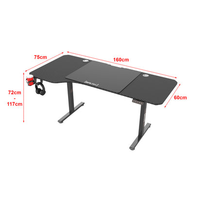 Verstelbaar Bureau – Zit Sta Bureau – Elektrisch Hoogtebureau – Werkplek Op Maat – Wit 160x75 cm – Traploos Verstelbaar 72-117 cm – Geheugenfunctie Met Kabelmanagement