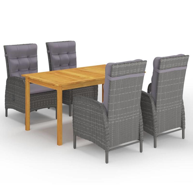 Tuiniert – Tuinset – Buitenmeubilair – Loungeset – 5-Delige Set – Grijs – Stevige Houten Constructie – Weerbestendig Ontwerp