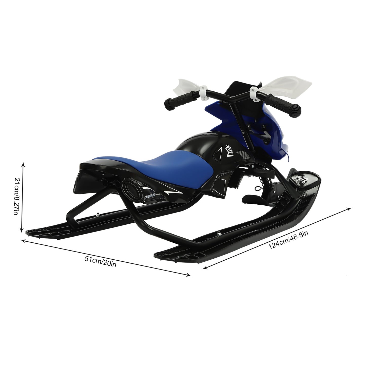 Slee – Sneeuwslee – Skibob – Bobslee – Kinderslee – Stevig IJzeren Frame – Verstelbare Zitting met Remmen – 124 cm – Blauw