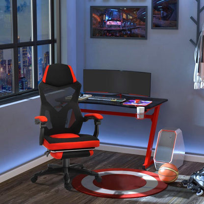 Ergonomische Bureaustoel – Gamingstoel – Kantoorstoel – Werkstoel – Deskchair – Verstelbare Rugleuning – 360° Draaibaar – Zwaarbelast 5-Wiel Onderstel – Hoofdsteun – Zwart/Rood