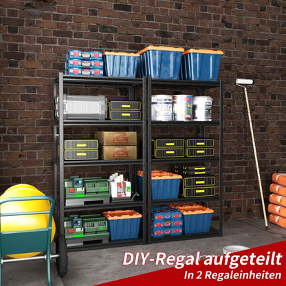 Stalen Rek – Metalen Stellingkast – Opbergrek – Werkplaatsrek – Garagekast – 5 Laags – Draagvermogen 650 kg – Verstelbare Hoogte – Krasbestendig – 160x80x40 cm