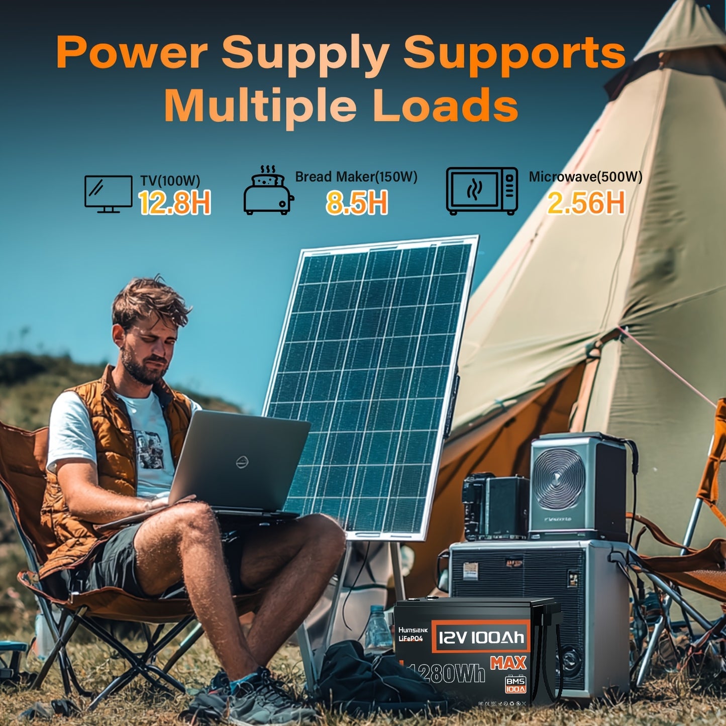 12V 100Ah LiFePO4 Accu – Lithium Batterij – Camper Accu – Boot Accu – Energie Accu – Hoge Capaciteit 100Ah – Tot 20.000 Laadcycli