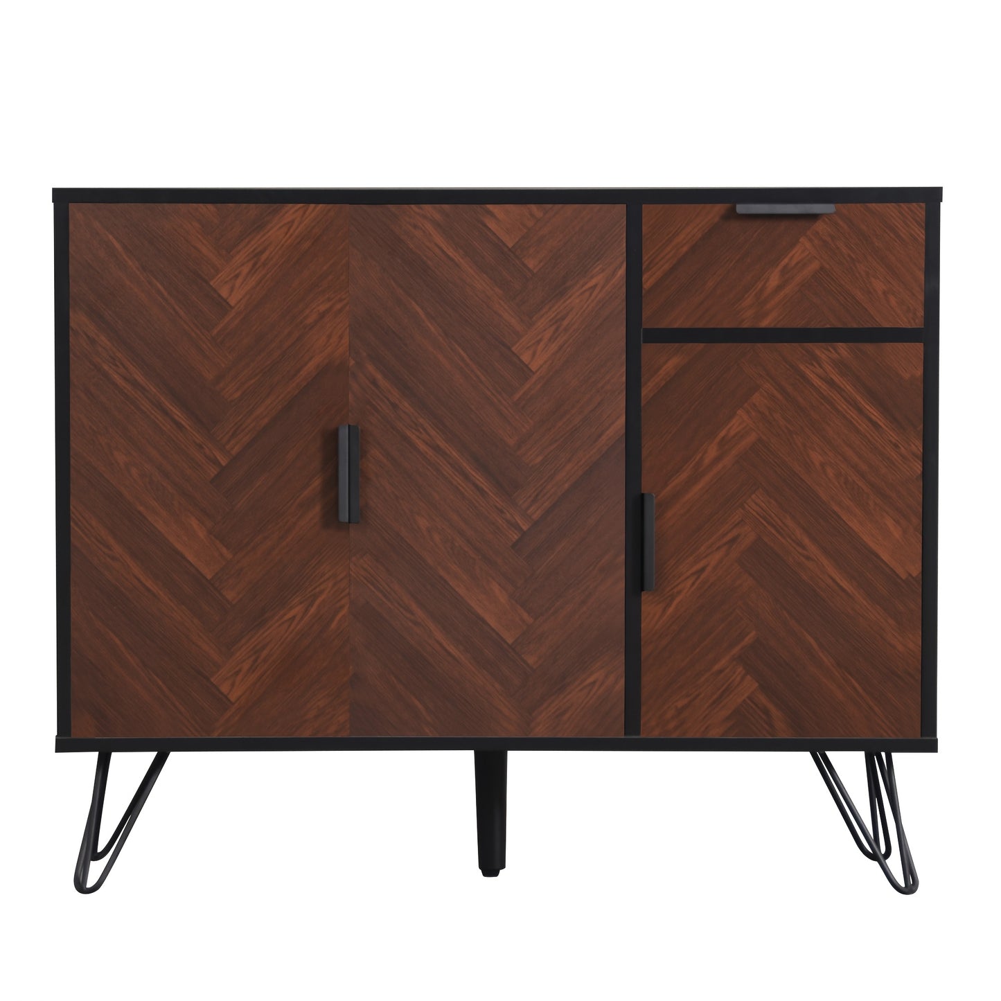 Opbergkast – Kasten – Sideboard – Dressoir – Lockers – Zwart Met Houtlook – Verstelbare Planken – Lade – Stevige Constructie