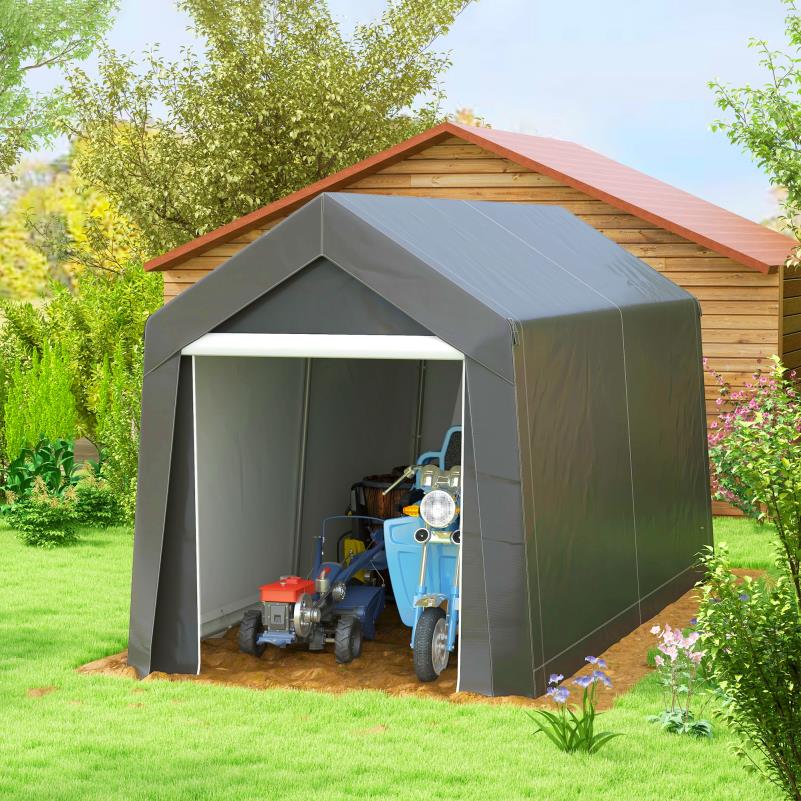 Garagetent – Opslagtent – Carport – Schuurtent – Garage Shelter – Stevig Metalen Frame – Waterdicht & UV-bestendig – 2,1x3,6x2,35m – Afsluitbare Ritsdeur – Windbestendig