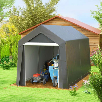 Garagetent – Opslagtent – Carport – Schuurtent – Garage Shelter – Stevig Metalen Frame – Waterdicht & UV-bestendig – 2,1x3,6x2,35m – Afsluitbare Ritsdeur – Windbestendig