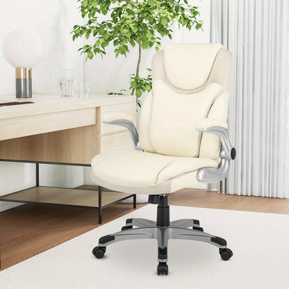Ergonomische Bureaustoel – Kantoorstoel – Werkstoel – Comfortstoel – Bureaumeubelen – Beige – Kantelbare Rugleuning – Verstelbare Zithoogte 49-59 cm