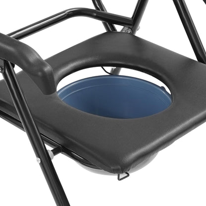 Douche Toiletstoel – Douchestoel – Badstoel – Mobiliteitsstoel – Toiletrolstoel – Verstelbaar in Hoogte – Met Remmen en Geïntegreerde Commode – Zwart