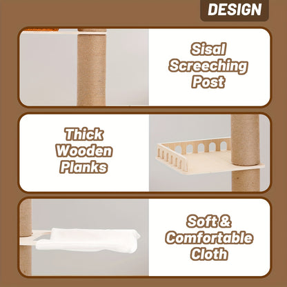 Krabpaal – Kattenboom – Kattenkrabpaal – Kattentoren – Kattenmeubel – Verstelbaar 250-260 cm – Natuurlijke Sisal Touw