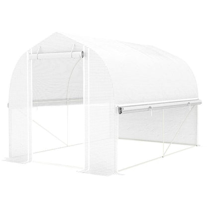 Kweekkas – Tuinkas – Broeikas – Plantenkas – Serre – Gegalvaniseerd Stalen Frame – UV-Bestendige Witte Hoes – 3x2x2 Meter – Ventilatie Met 4 Ramen En Oproldeur
