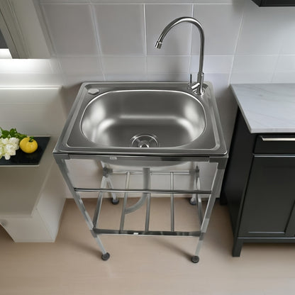 Single Bowl Kitchen Sink, Freestanding Sink with Hot And Cold Water Faucet, Portable Camping Sink, Suitable for Outdoor/Indoor Single Bowl Washbasin, 1 Bowl Commercial Sink, Portable Sink, Kitchen Sink Single Bowl, Outdoor Si