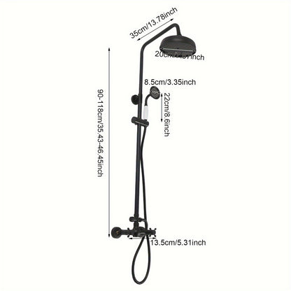 Regendouche – Douche Systeem – Douche Set – Handdouche – Doucheset – Retro Design – Verstelbare Douchestang – Messing & Roestvrijstaal - Zwart