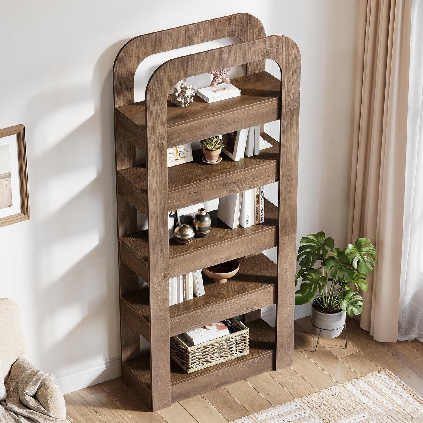 Boekenkast – Boekplank – Boekenrek – Open Kast – Smalle Boekenkast – Industrieel Design – 70,9 Inch Hoog – 5-Lagen Opbergruimte