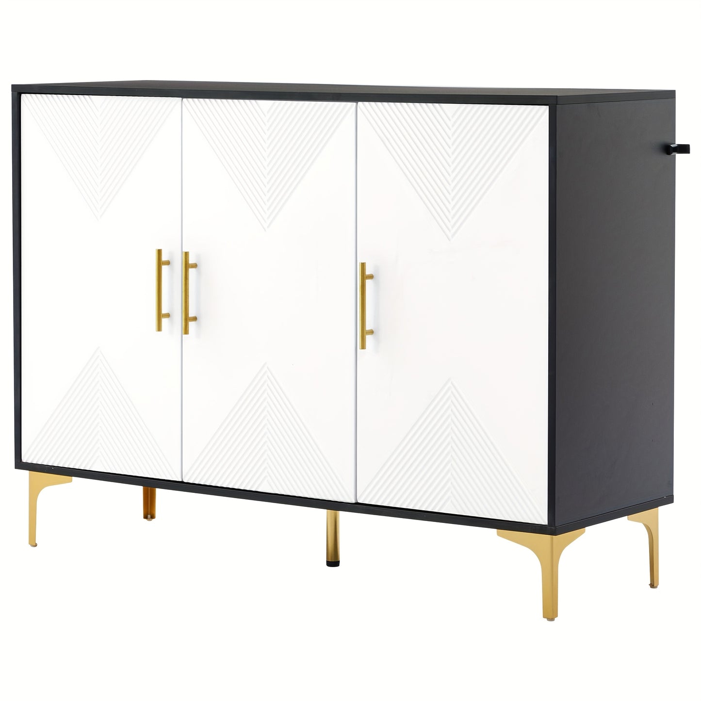 Opbergkast – Kasten – Dressoir – Sideboard – Bergmeubel – Wit Met Gouden Accenten – Ruime Opbergruimte 3,2+ Kubieke Voet – Vrijstaand En Snel Te Plaatsen